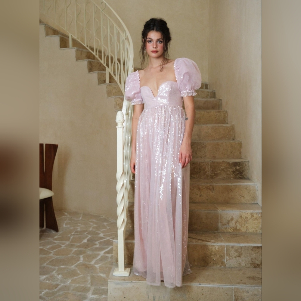 Elegant Pink Sequin Gown
